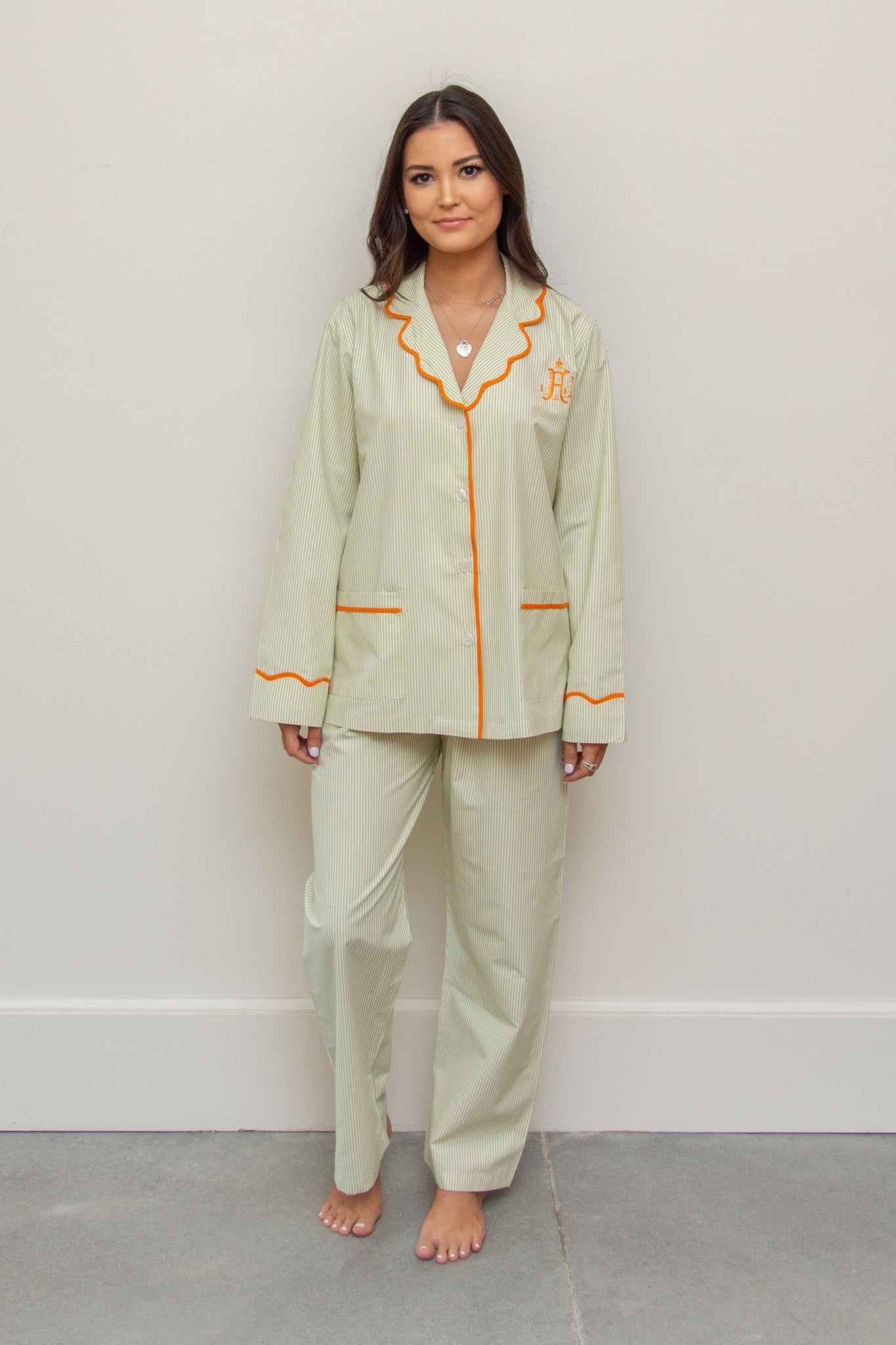 Custom Monogram Scallop Luxury Pajama Set – Shop Jenny Allen Linens